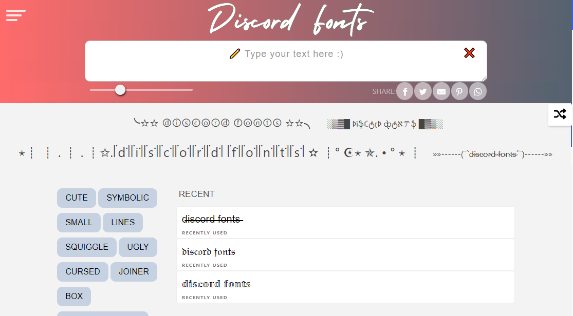 Emoticon discord fonts Generator